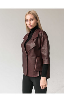 Стильна шкіряна куртка-піджак із натуральної шкіри коричневого кольору - фото 1