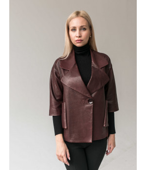 Стильна шкіряна куртка-піджак із натуральної шкіри коричневого кольору - фото 10