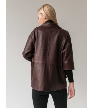Стильна шкіряна куртка-піджак із натуральної шкіри коричневого кольору - фото 5
