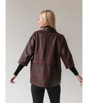 Стильна шкіряна куртка-піджак із натуральної шкіри коричневого кольору - фото 6