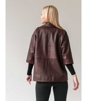 Стильна шкіряна куртка-піджак із натуральної шкіри коричневого кольору - фото 8
