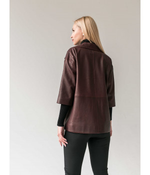 Стильна шкіряна куртка-піджак із натуральної шкіри коричневого кольору - фото 9