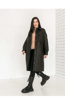 Стильне жіноче пальто з натуральної шкіри чорного кольору - фото 1