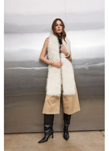 Шарф білого кольору з кашмірської кози - фото 1