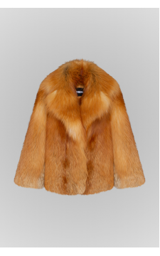 Стильна шуба рудого кольору із лисиці - фото 1