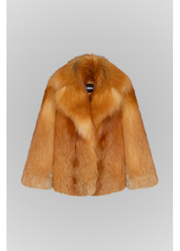 Стильна шуба рудого кольору із лисиці - фото 1