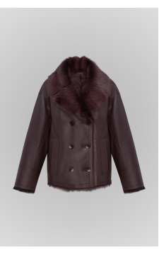 Стильна дублянка з тосканської вівці шоколадного кольору - фото 1