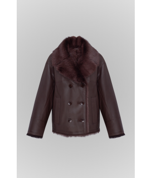 Стильная дубленка из тосканской овцы шоколадного цвета - фото 7