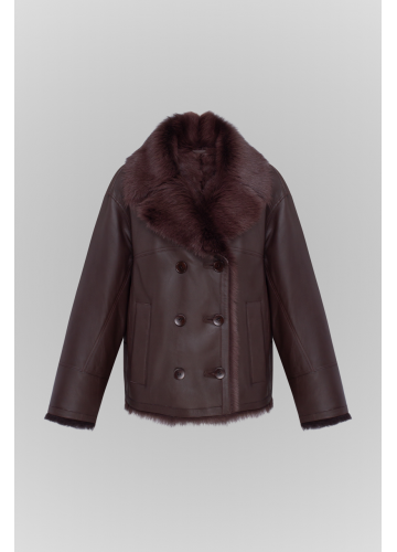 Стильна дублянка з тосканської вівці шоколадного кольору - фото 1