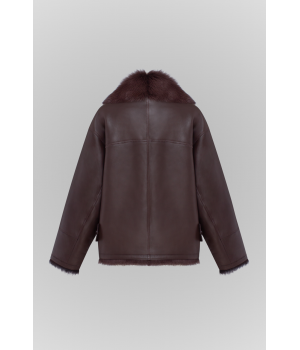 Стильна дублянка з тосканської вівці шоколадного кольору - фото 0