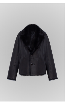 Двостороння дублянка з тосканської вівці чорного кольору - фото 1