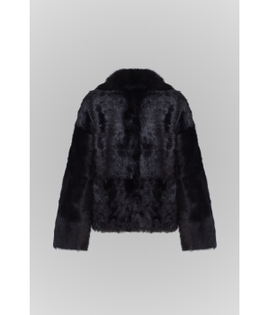 Двостороння дублянка з тосканської вівці чорного кольору - фото 2