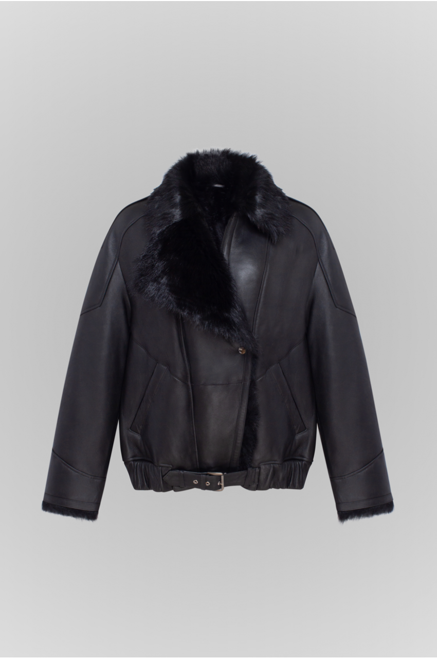 Дублянка з тосканської вівці чорного кольору - фото 0 Дублянка з тосканської вівці чорного кольору - фото 0