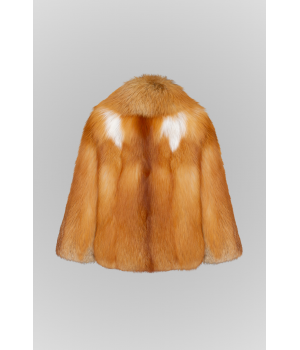Стильна шуба рудого кольору із лисиці - фото 0