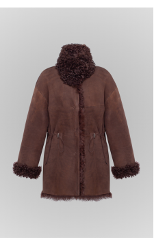 Двостороння замшева дублянка шоколадного кольору - фото 1