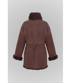 Двостороння замшева дублянка шоколадного кольору - фото 2