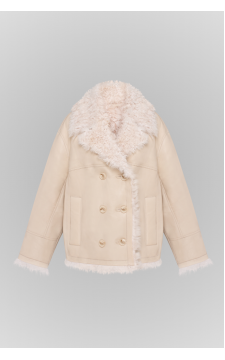 Дублянка бежевого кольору із натуральної овчини - фото 1