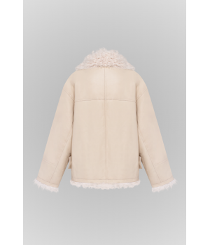 Дублянка бежевого кольору із натуральної овчини - фото 0