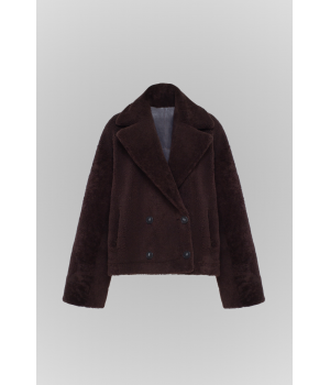 Винтажная дубленка из натуральной овчины графитового цвета - фото 0