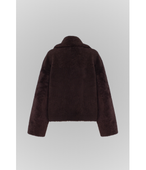 Винтажная дубленка из натуральной овчины графитового цвета - фото 2