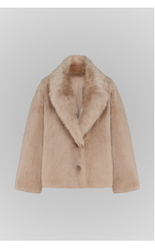 Двухсторонняя бежевая дубленка из кашемирового ягненка - фото 1