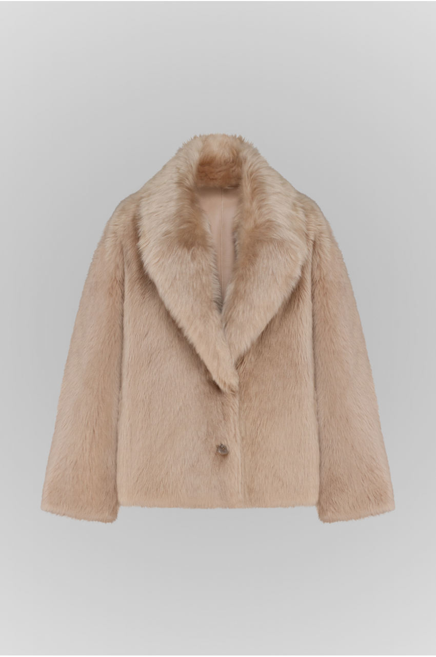 Двухсторонняя бежевая дубленка из кашемирового ягненка - фото 0 Двухсторонняя бежевая дубленка из кашемирового ягненка - фото 0