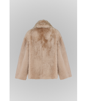 Двухсторонняя бежевая дубленка из кашемирового ягненка - фото 1