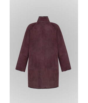 Замшевая двусторонняя дубленка шоколадного цвета - фото 1