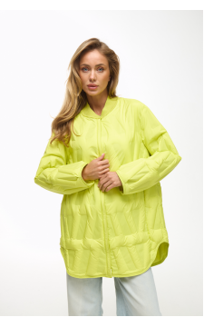 Стильный демисезонный пуховик салатового цвета в стиле OVERSIZE - фото 1