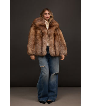 Стильная коричневая шуба из лисы - фото 8
