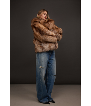 Стильная коричневая шуба из лисы - фото 5