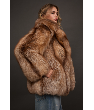 Стильная коричневая шуба из лисы - фото 4