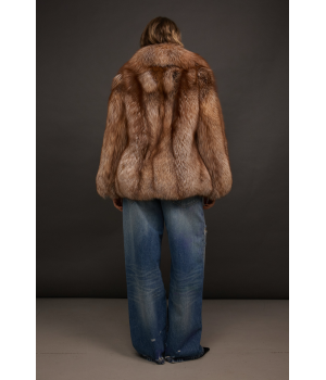 Стильная коричневая шуба из лисы - фото 3
