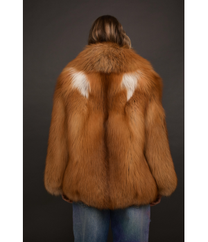 Стильная шуба рыжего цвета из лисы - фото 0