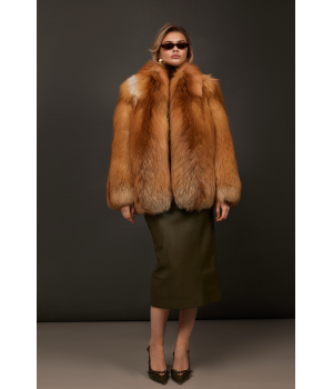 Женская шуба из рыжей лисы - фото 7