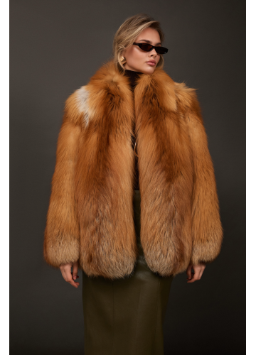 Женская шуба из рыжей лисы - фото 1