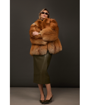 Женская шуба из рыжей лисы - фото 3