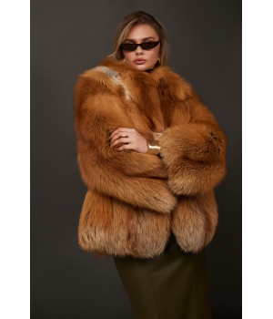 Женская шуба из рыжей лисы - фото 2