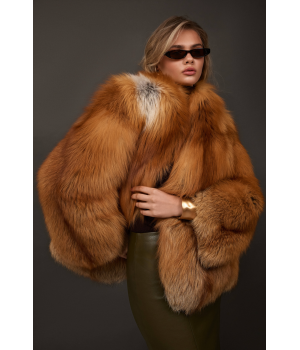 Женская шуба из рыжей лисы - фото 1
