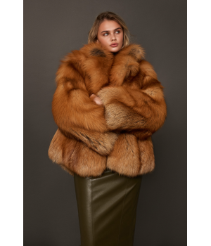 Стильная шуба из красной лисы - фото 2