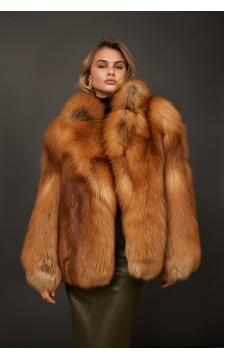 Стильная шуба из красной лисы - фото 1