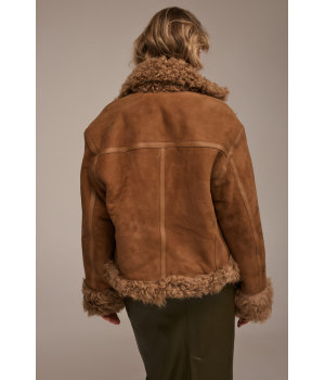 Двухсторонняя замшевая дубленка в цвете кемел - фото 1