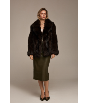 Темно-шоколадная шуба из лисы - фото 6