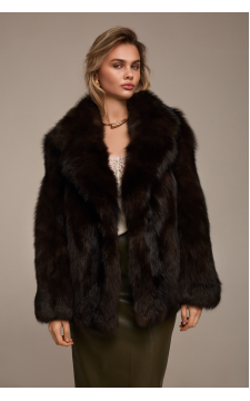 Темно-шоколадная шуба из лисы - фото 1