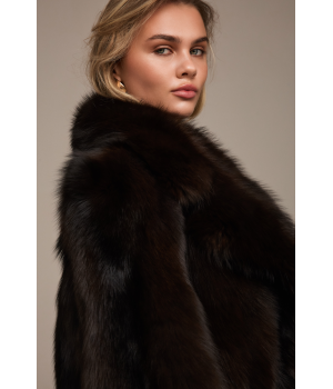 Темно-шоколадная шуба из лисы - фото 5