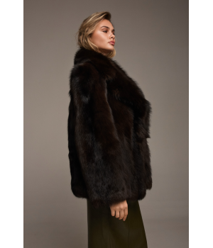Темно-шоколадная шуба из лисы - фото 4