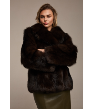 Темно-шоколадная шуба из лисы - фото 1