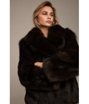 Темно-шоколадная шуба из лисы - фото 0