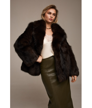 Темно-шоколадная шуба из лисы - фото 7