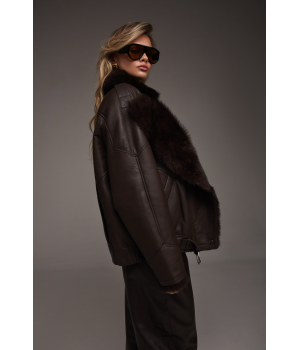 Дубленка с тосканской овцы шоколадного цвета - фото 4